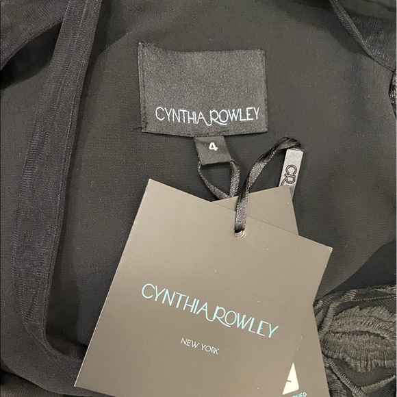 NEW Cynthia Rowley Harlow Tie Front Vneck Black Lace Midi Long Sleeve Woman’s 4 - Picture 13 of 13